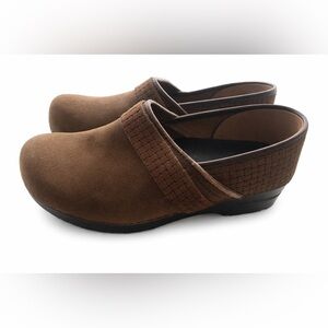 Sanita Brown Suede Women's Clogs